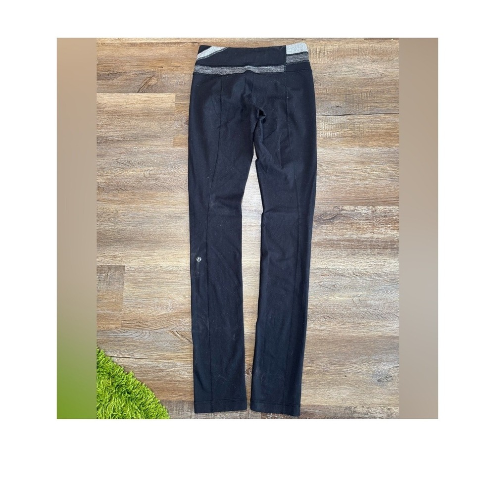 Lululemon Reversible Leggings Black Grey Herringbone Straight Leg Womens 4